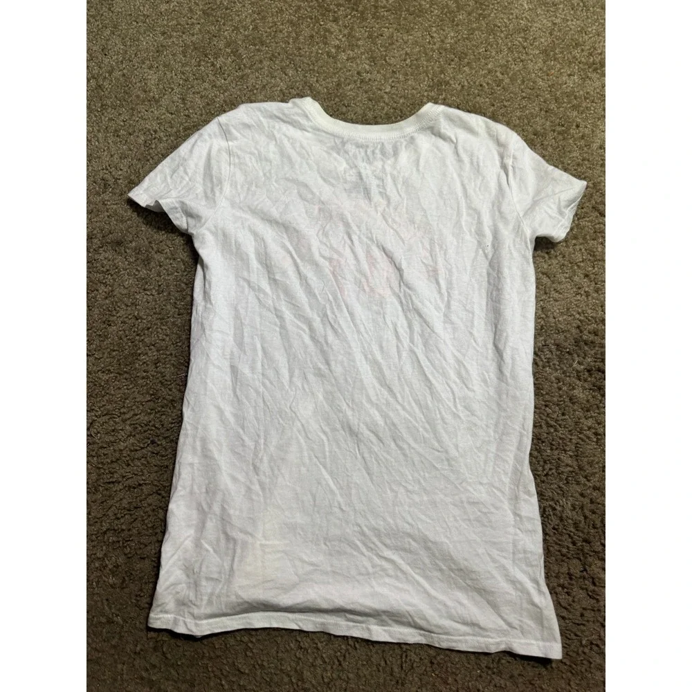 Aeropostale Womens White Graphic T-Shirt‎ Pink Logo 87 Est Varsity Tee Large